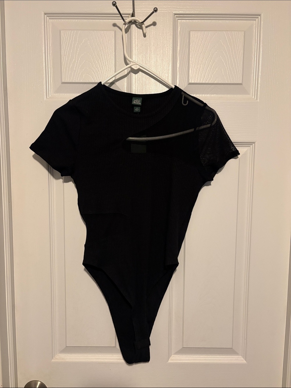 wild fable Black Ribbed Short-Sleeve Bodysuit